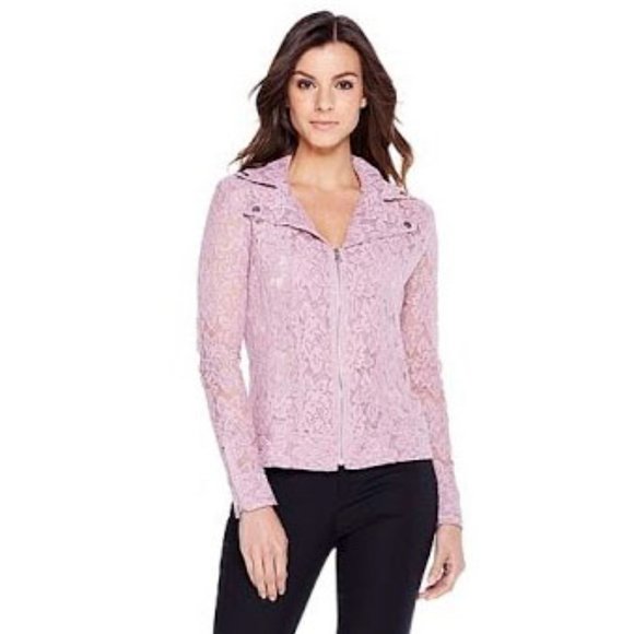 Hot in Hollywood Womens Sugar Moto Sheer Black Lace Jacket M NWT - Picture 3 of 13